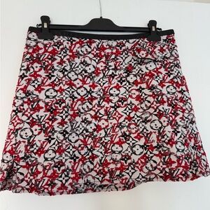 Louis Vuitton Red and Black Graphic Mini Skirt
